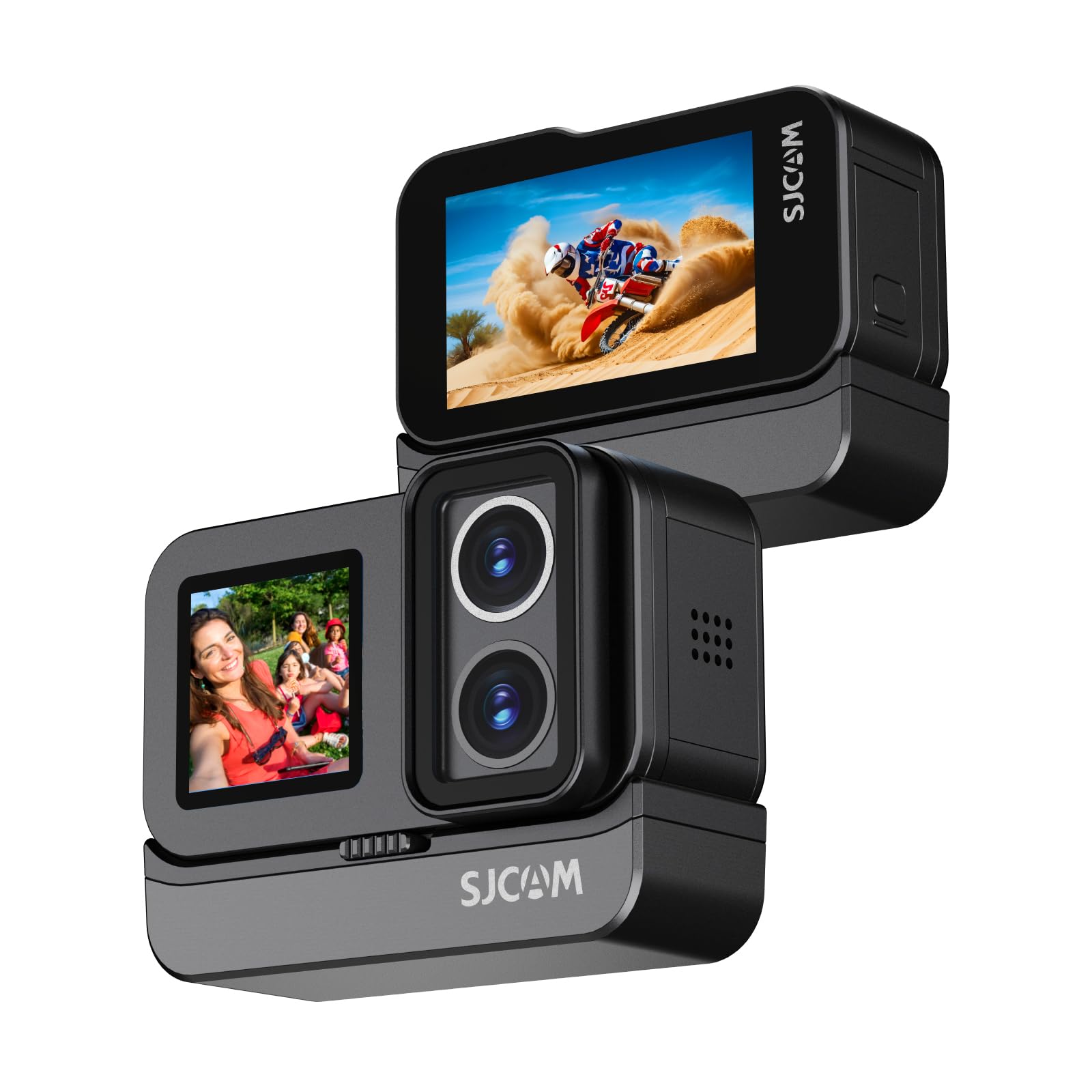 SJCAM SJ20 Action Camera 4K 20MP HDR Camera with Dual Lens,Dual Screen,Dual Batteries. f2.0/f1.3 Dual Sensor, Low Light Night Vision Camera,Stabilization 2.0 5G WiFi Cam,131ft Under-Waterproof Camera