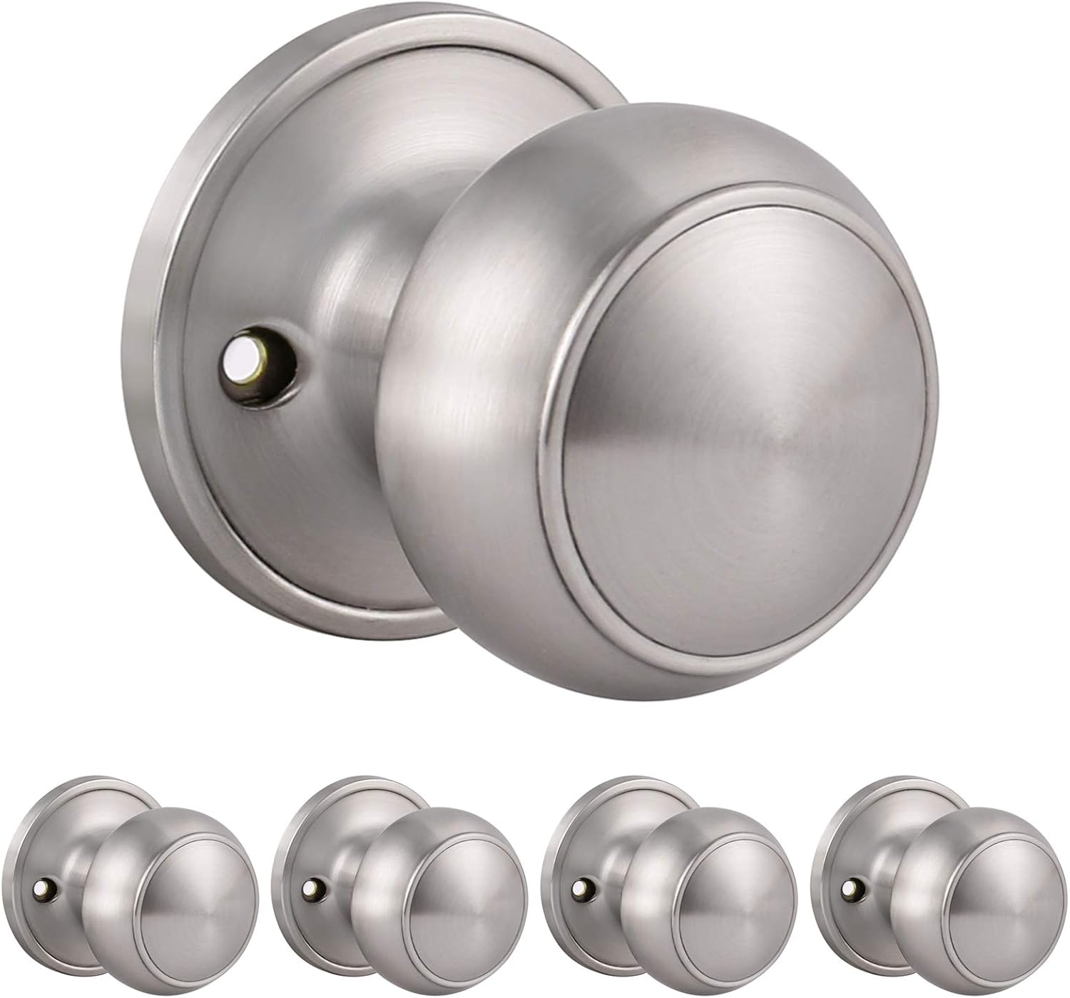 Knobonly 5 Pack Dummy Door Knob Pull/Push Function Single Side Handleset Satin Nickel Finish