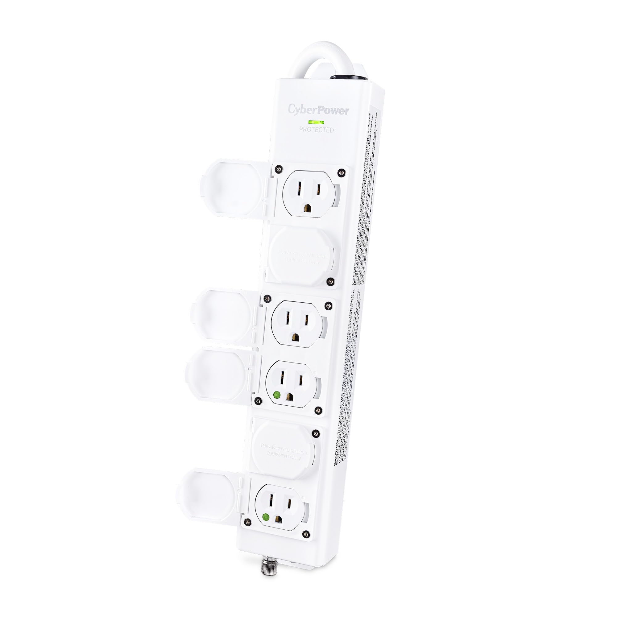 CyberPower MPV615S Medical Grade Surge Protector, 100-125V/15A, 1560 Joules, 6 Outlets, 15 Foot Power Cord, White