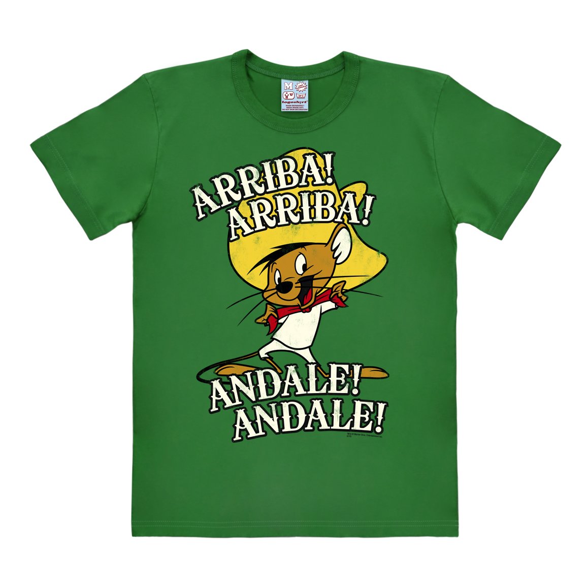 Logoshirt® Looney Tunes Arriba Andale T-Shirt Damen & Herren | Offiziell lizenziertes Looney Tunes Merch, Speedy Gonzales-Motiv, 100% Baumwolle, Cartoon T-Shirt mit hochwertigem Frontprint