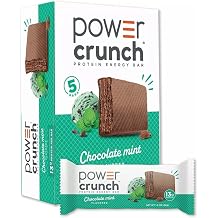 Power Crunch Chocolate Mint Protein Energy Bars, Crispy Wafer Whey Protein Snack, Protein Bar, High Protein Energy Snack - 1.4 oz 5 Bars
