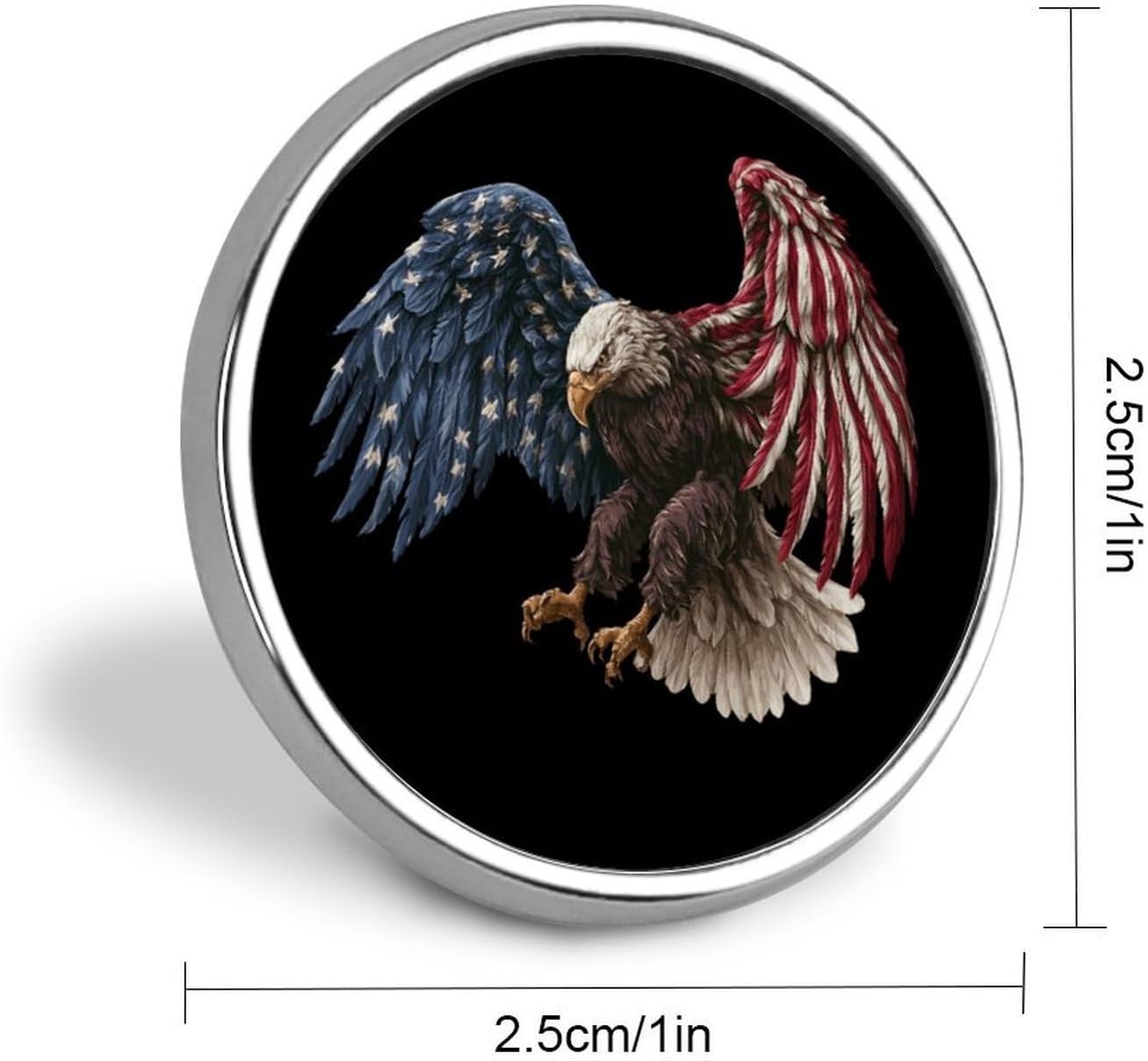 U.S. Flag Bald Ea-gle Round Badge Identity Pin Button Badge image 2