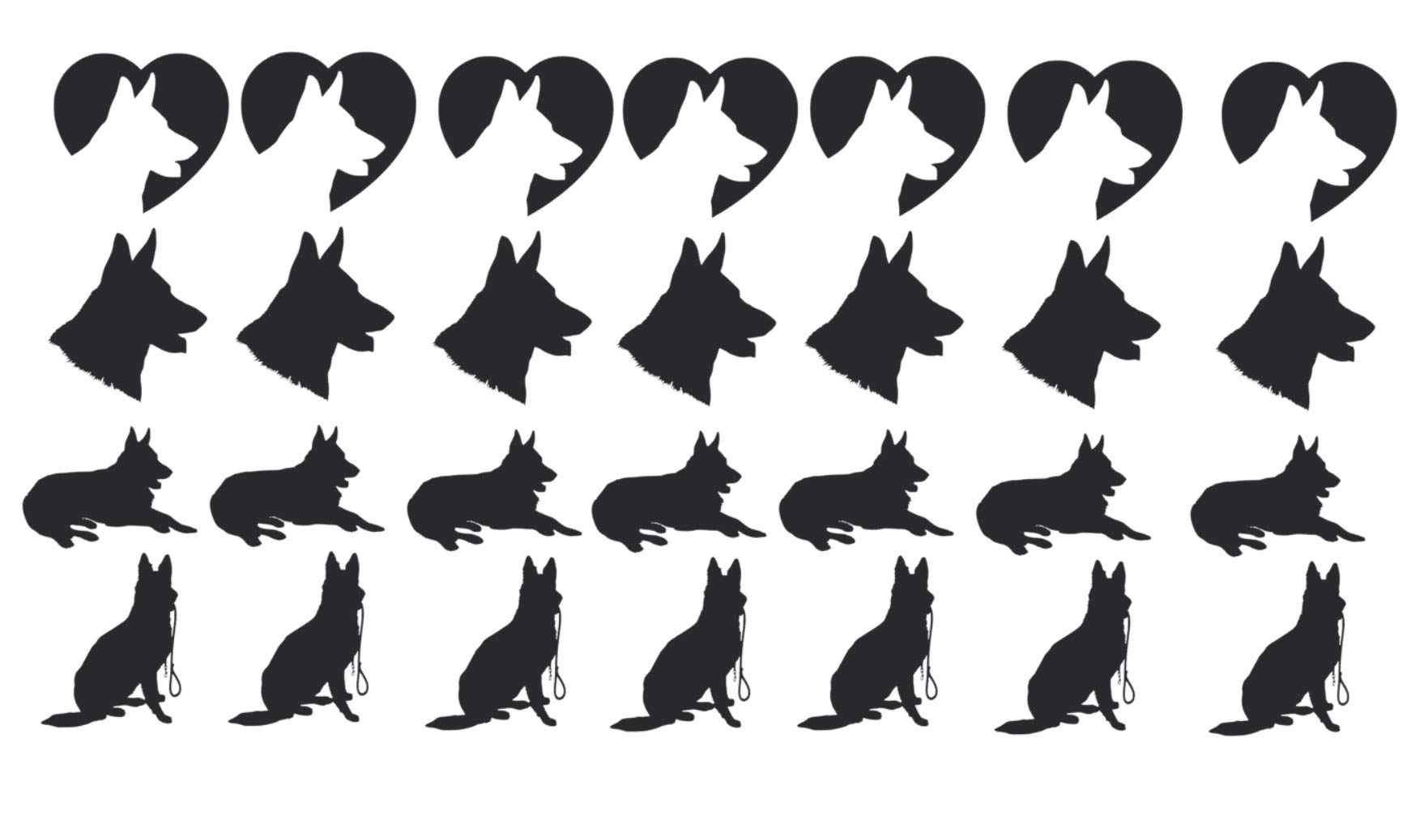 German Shepherd Alsatian Collection (German Shephard alasatian - Vinyl Stickers Black)