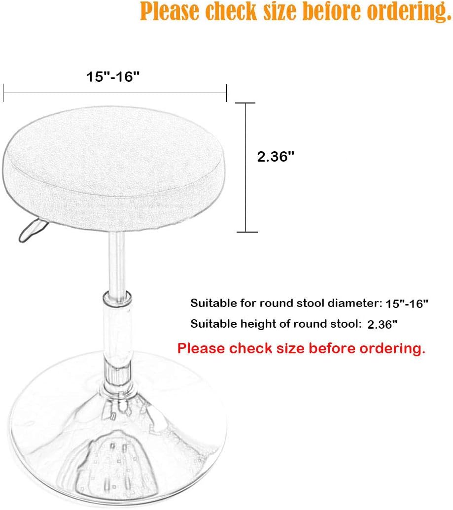 Bar Stool Cover Round Chair Slipcover Cotton Canvas Stool Cover Removable Washable Round Seat Cover 16 inches（Black）
