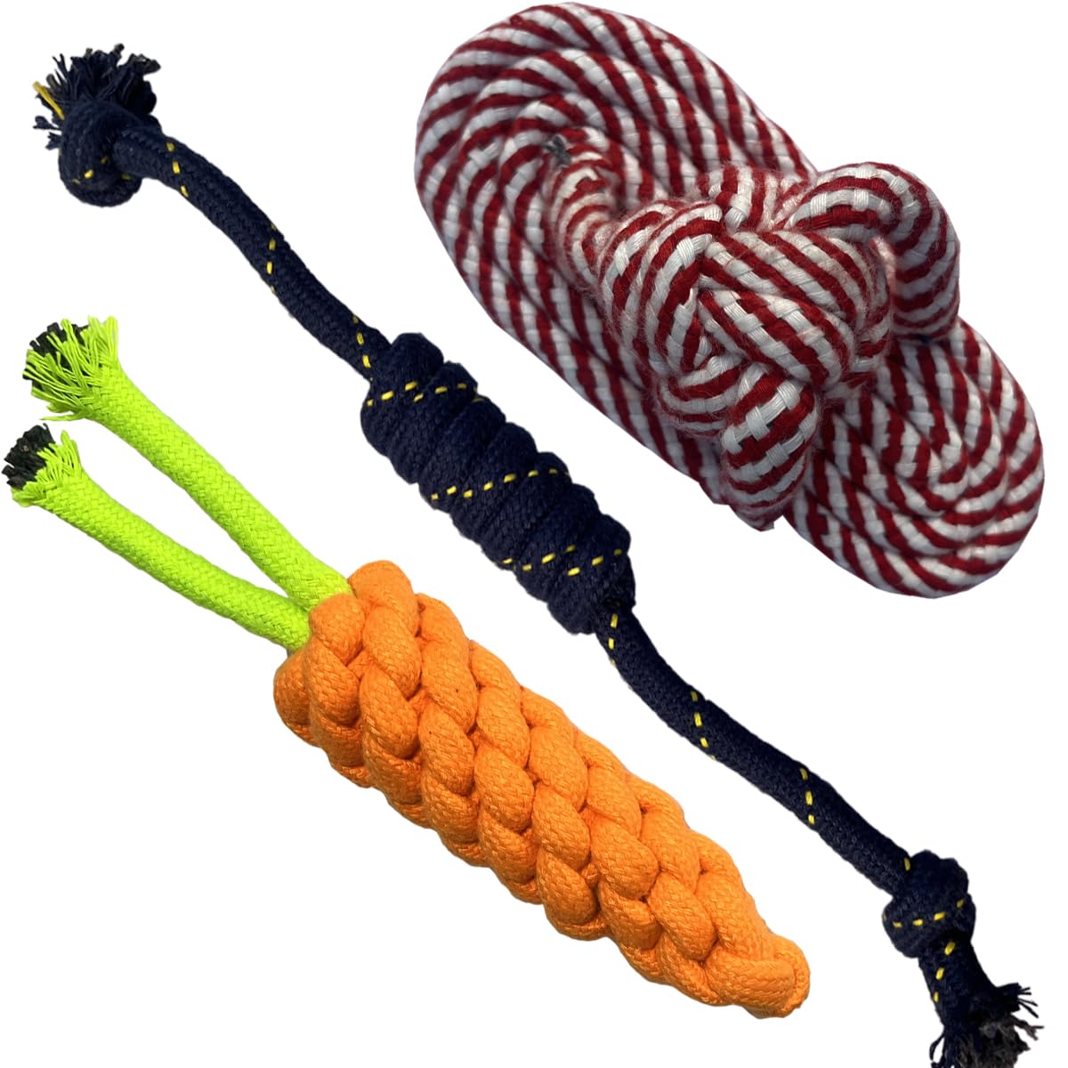 WAGGY TAILS Durable Rope Chew Toys for Dogs, Chewing Dog Toy for Small & Medium Dogs (Pack 3in1) (B0CJQH5RVL) Amazon Price History, Amazon Price Tracker
