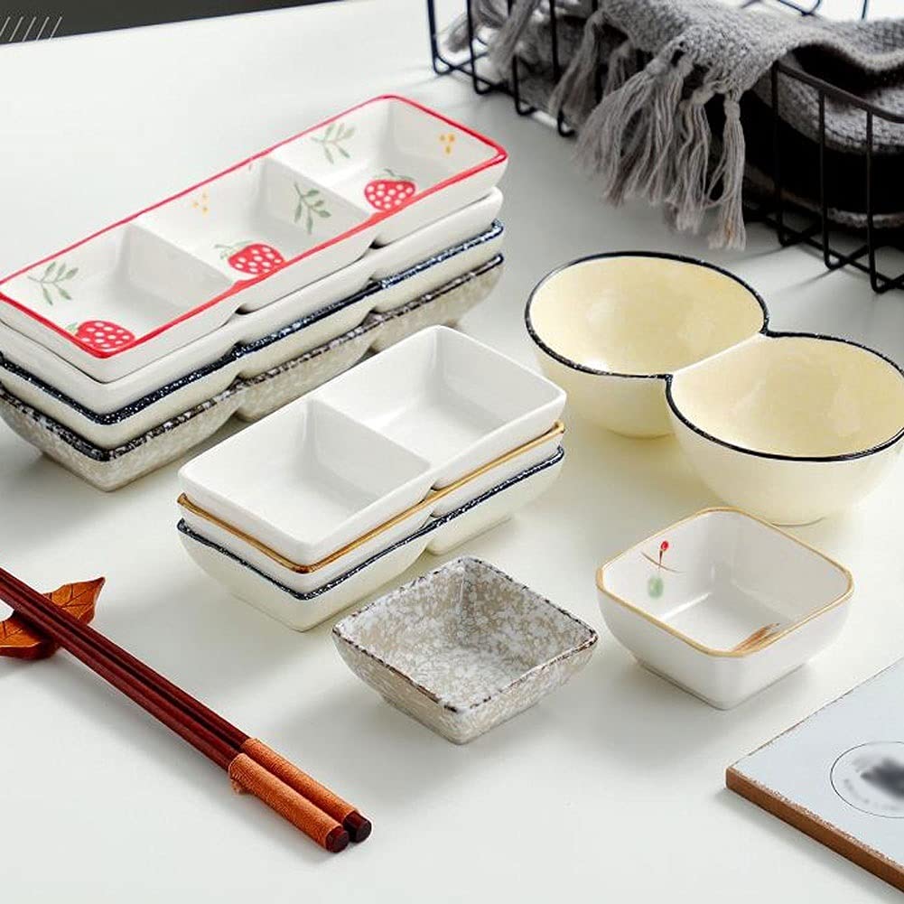 6-teiliges Set aus quadratischen Keramik-Dipschalen für Sojasauce, Tomatensauce, Grillsauce und andere Saucen für Partys und Abendessen