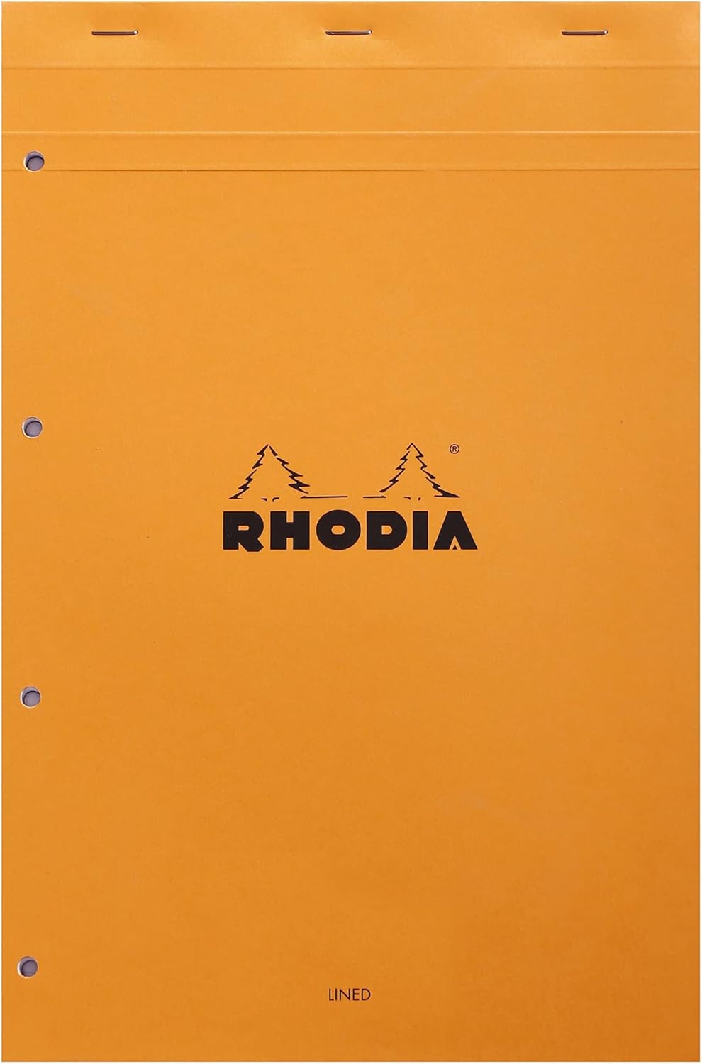 RHODIA 119600C - Stapled Notepad N°20 Orange - A4+ - Lined - 80 Detachable Sheets 4 Hole Punched - Clairefontaine White Paper 80G - Soft and Resistant Coated Card Cover - Basics