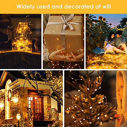 2 stuks led-lichtsnoeren voor buiten, kerstdecoratie, 10 m, 8 modi, met batterij en timer, warmwit, waterdicht, kerstverlichting voor kerstboom, raam, tuin, party, bruiloft - Image 7