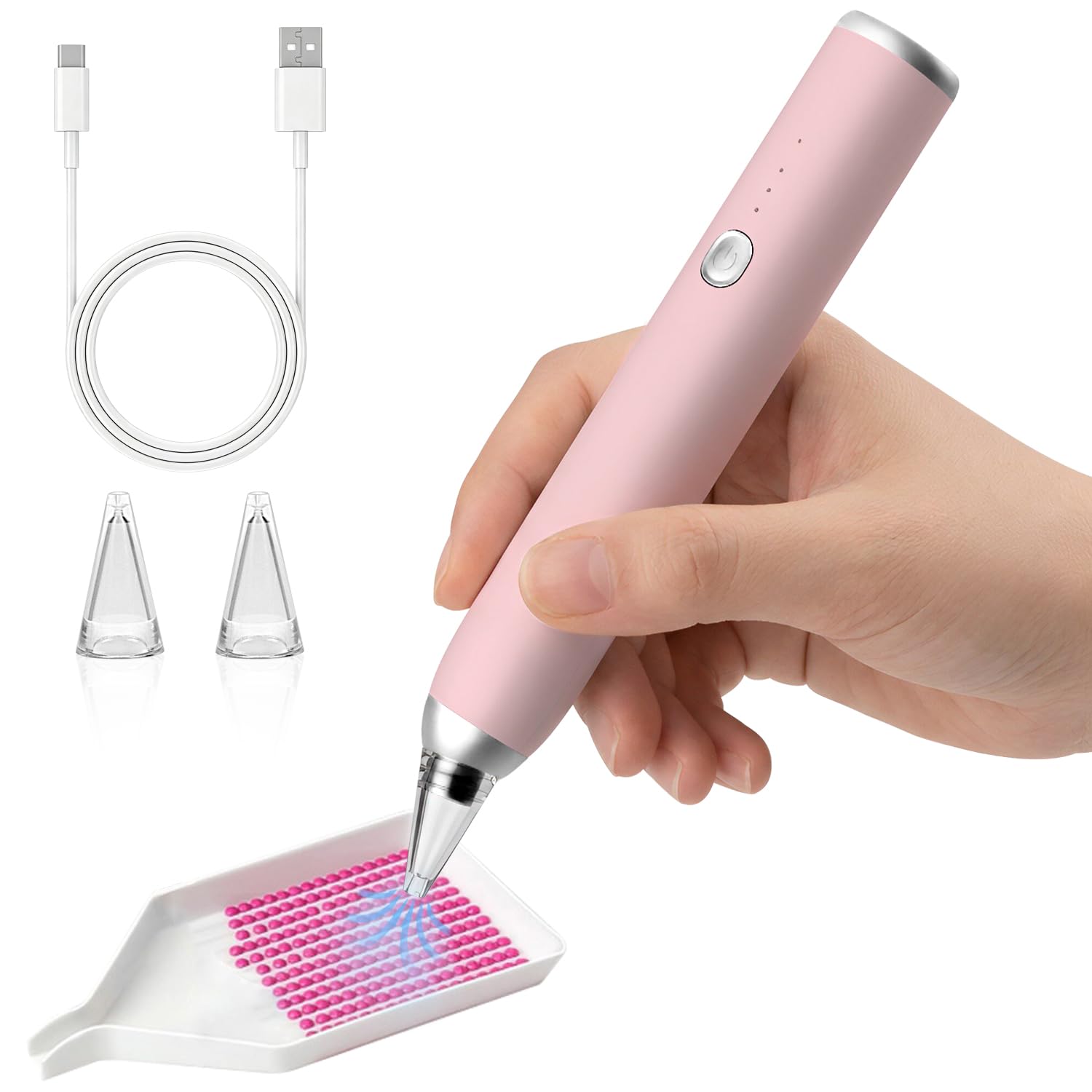 BLOCE Electric Diamond Art Pens - Cordless Diamond Painting Pen Low Noise, Rechargeable 3-Speed Diamond Art Accessories for Crafts Lovers, Adults &