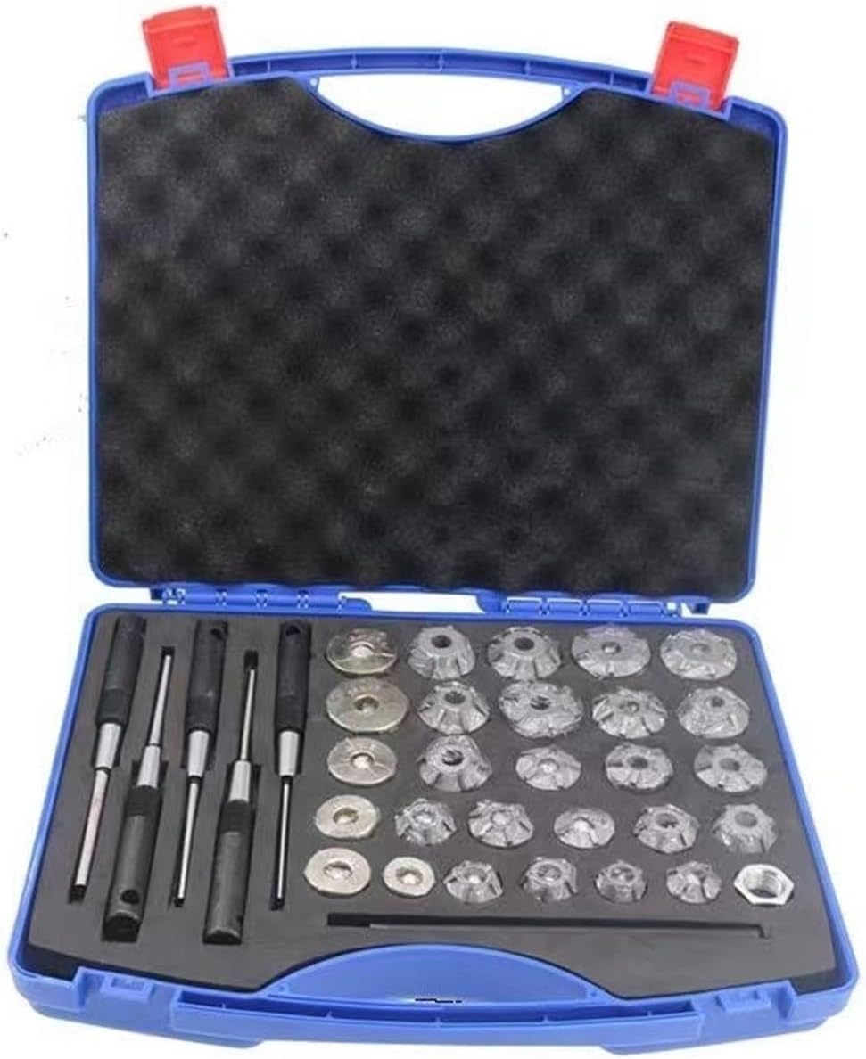 Cortador de Asiento de válvula Kit De Herramientas Reparación Auto,Juego Escariadores Asientos Válvulas,34 PCS,Herramienta Válvulas,Herramienta Asiento Válvula Diamante Carburo
