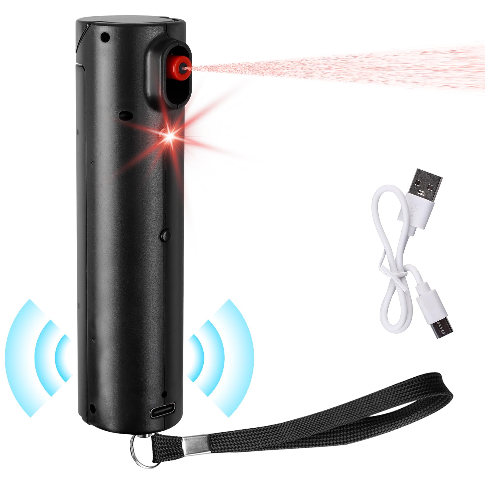 Alarme De Sécurité Personnelle Rechargeable pour Femmes, Hommes et Personnes Âgées - Alarme De Poche Anti-Agression (Noir)
