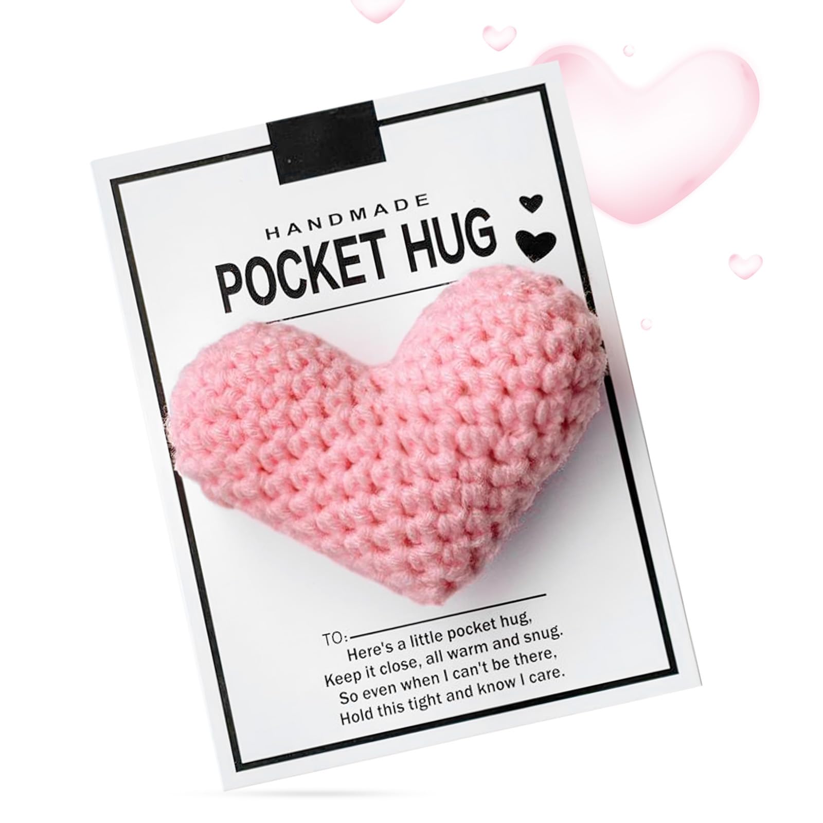 KWJEIULSOQ Cheer Up Gifts Solace Gifts Pocket Hug Positive Gift Leaving Gift Girlfriend Heart Pocket Hug Courage Gift Best Friend Gifts Motivational Gifts (Pink)