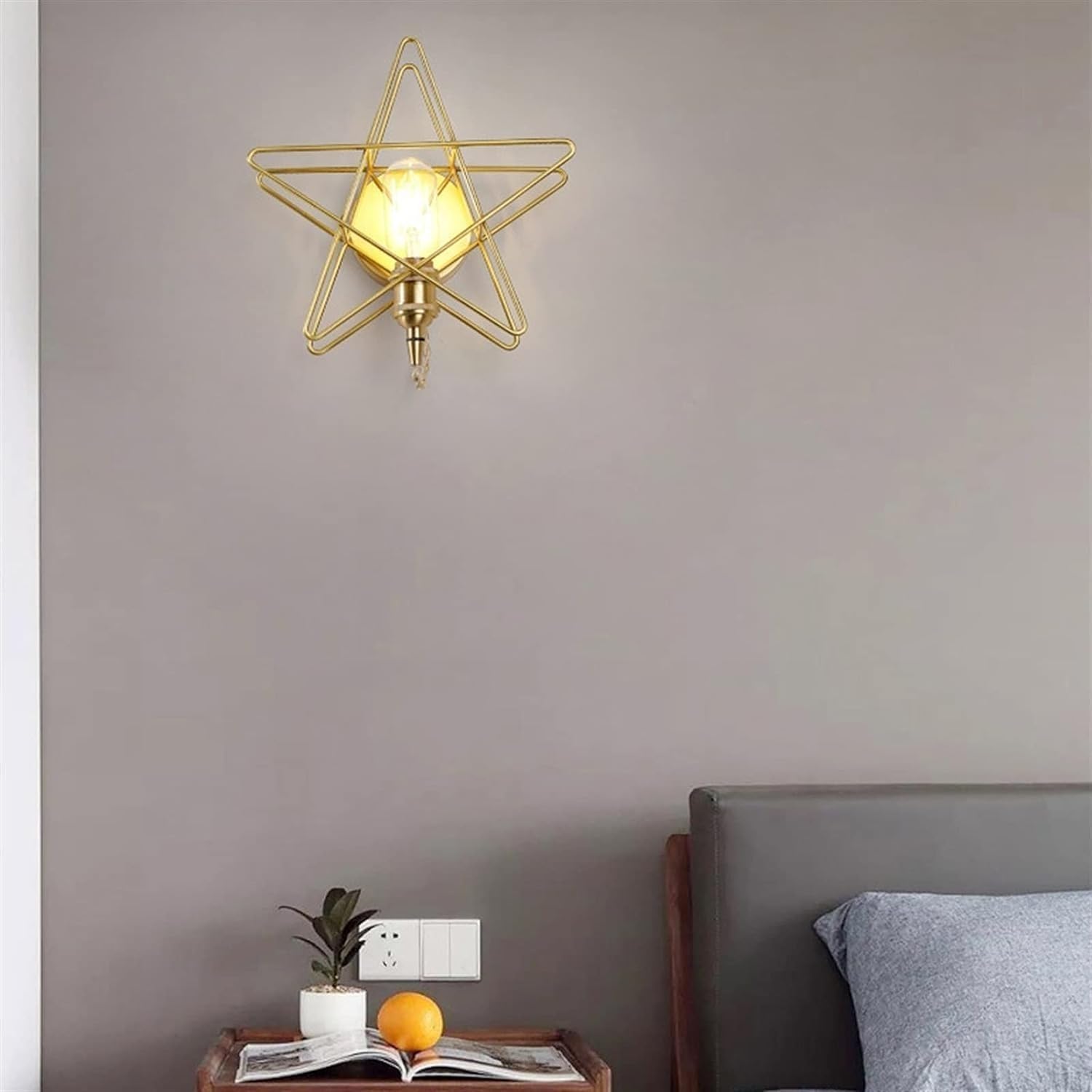 WJJHERRH Minimalist Copper Five-Pointed Star Wall Lamp Aisle Corridor Stairs Background Decorative Lights