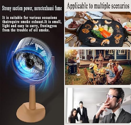 شفاط صغير محمول لسطح المكتب من لبويلوف، غطاء صغير لسطح المكتب عالي الرياح، مروحة عادم مطبخ محمولة للشواء في الاماكن المغلقة، وعاء ساخن، كوب جمع الزيت، 5 فلاتر متضمنة