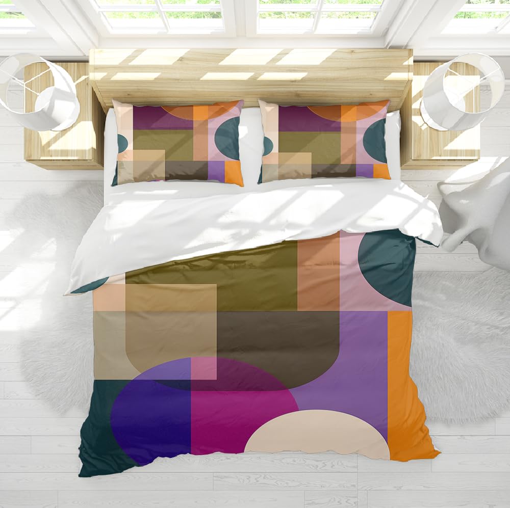 Housse de couette géométrique rétro 155x220cm pour réveiller la décoration de votre chambre pop art