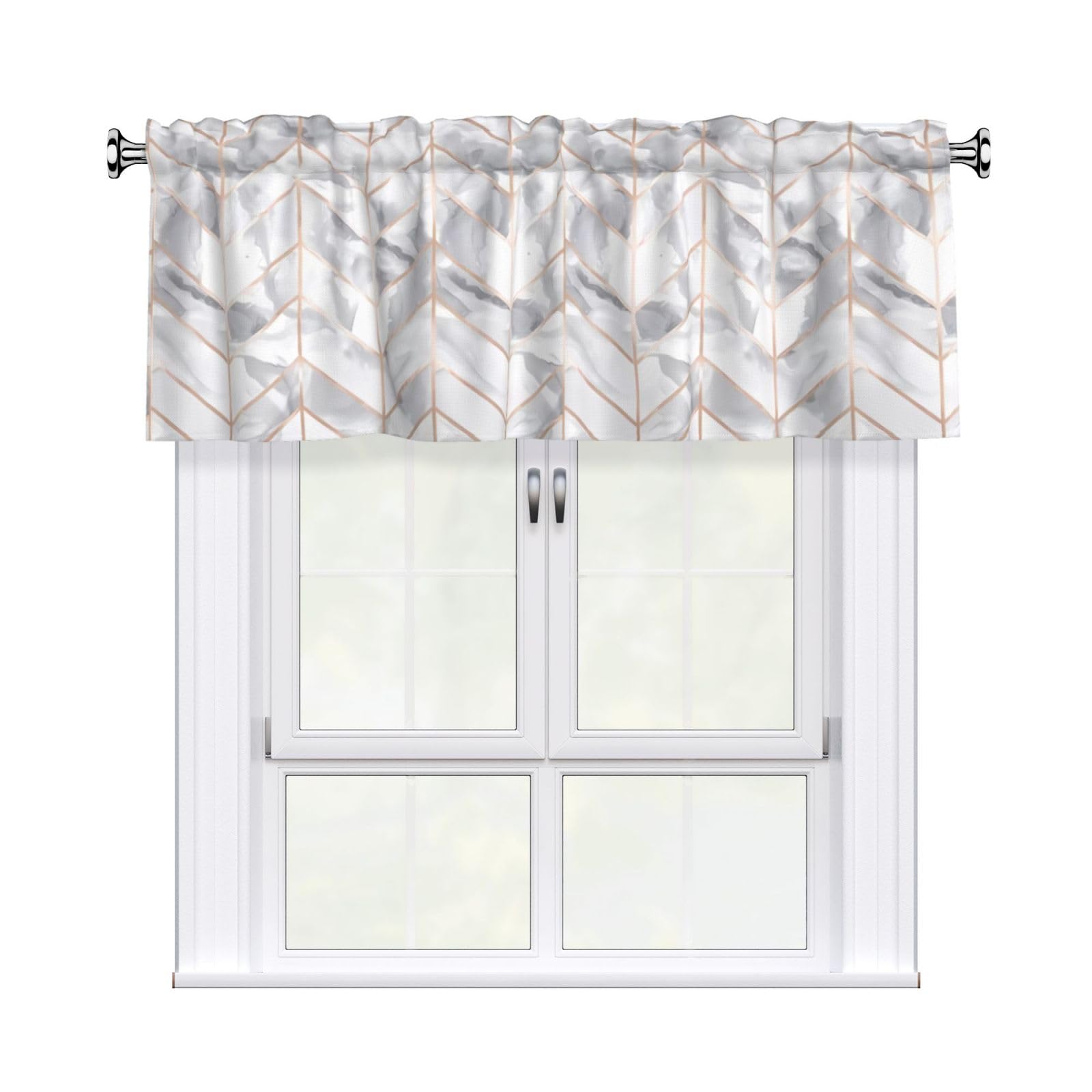 WHJDPP rose gold marble design background Prints Charming Kitchen Window Cover – 54x18 Inch Peach Skin Valance with Decorative Print