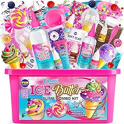 Butter Slime Kit for Girls 10-12, FunKidz ICE Cream Fluffy Slime Making Kit Ages 8-10 Kids Slime Party Favors Gift Toys