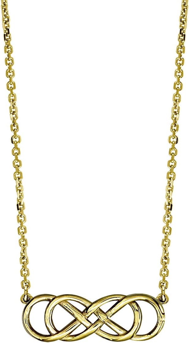 Medium Double Infinity Symbol Charm Necklace in 14k Yellow Gold