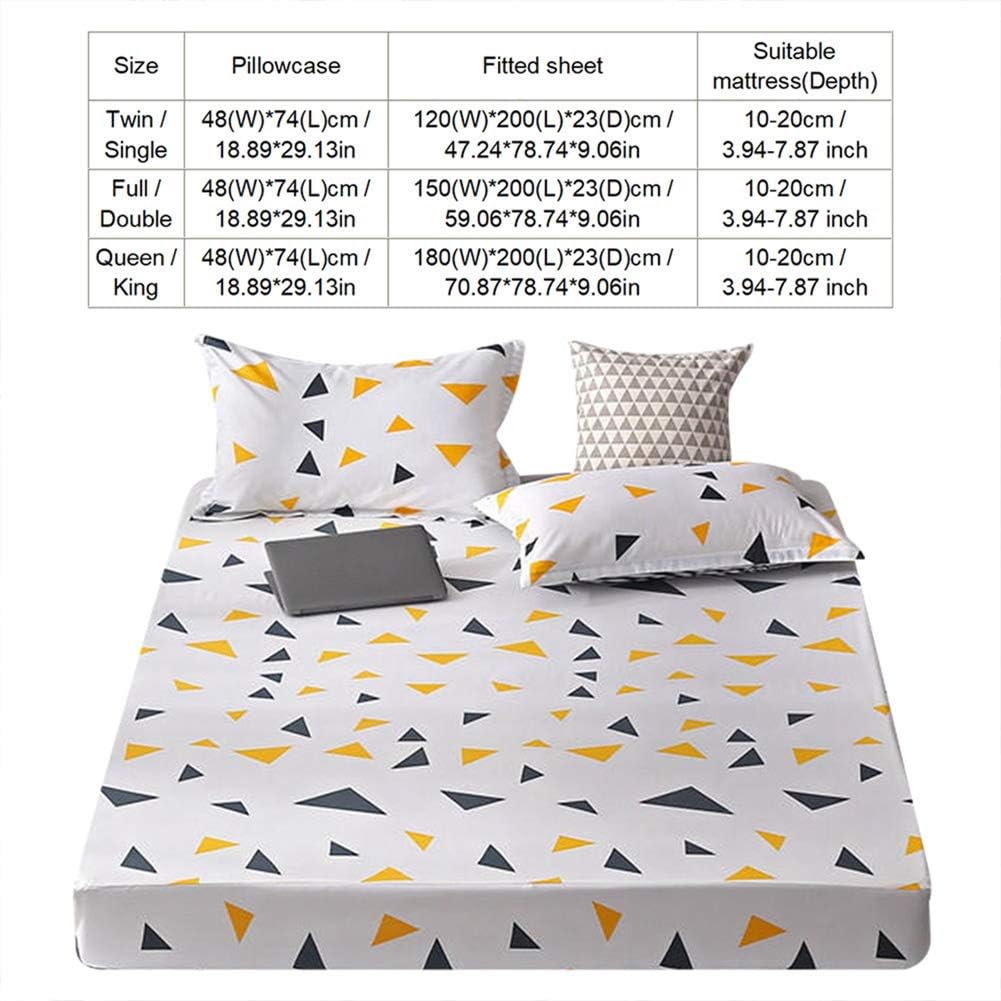 Diydeg Fitted Sheet, Stylish Design Bedding Set Sturdy and Breathable with Rubber Elastic Band for Home Use for Hotel(1pc Pillowcase only: 4874cm), King