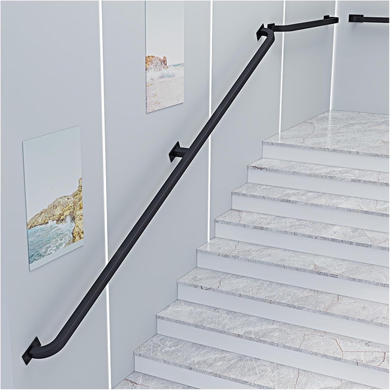 Balustrades 1 2 3 4 5 6M Wall Mount Baluster Step Grab Bar, Square Tube Handrail for Indoor Outdoor Steps(700cm(23ft))