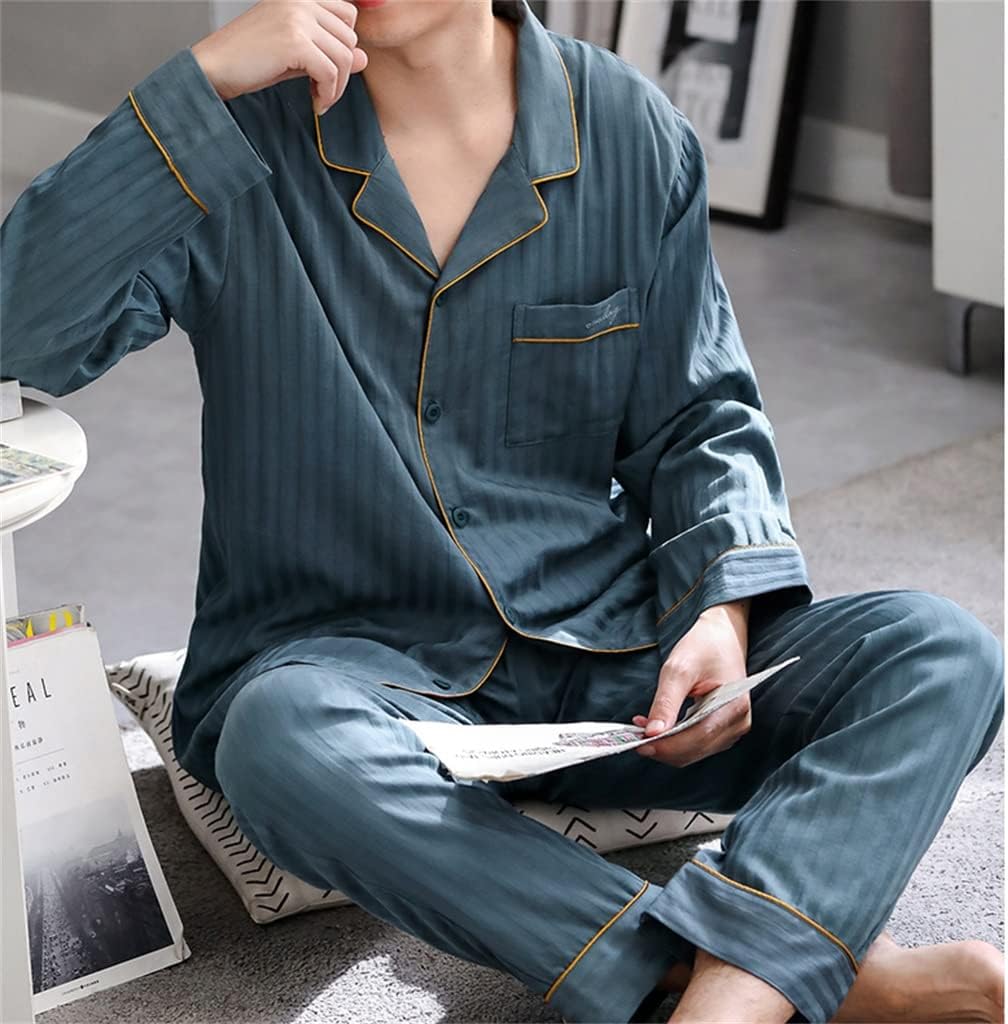 Woven cotton gauze pajamas men's spring and long-sleeved homewear and autumn thin suits