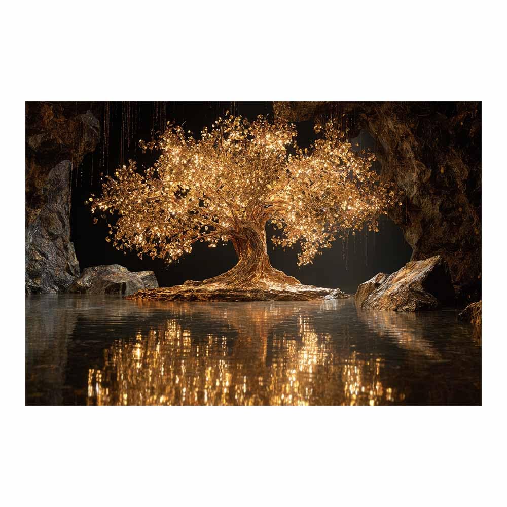 ZAMAEIU The tree of life Hollow-Gold Tree Canvas Paintings Abstract Tree,Wall Art Poster Modern Room Bedroom Home Decor Geometric Print Patterns(golden)-80x120cm Unframed