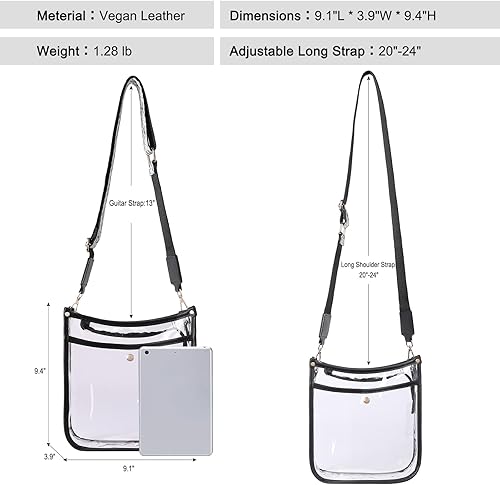 Miniatura 3 de CLUCI Bolso transparente, bolsa transparente para eventos en estadios, bolsa cruzada aprobada por estadios para mujer con correa ajustable