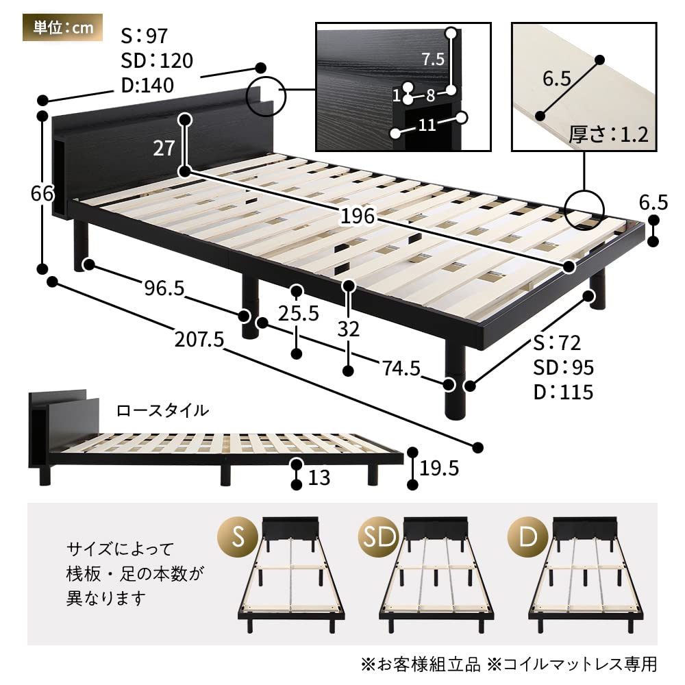 ベッド セミダブル ベッドフレームのみ ナチュラル ds-2378779 ベッド セミダブル ベッドフレームのみ ナチュラル ds-2378779