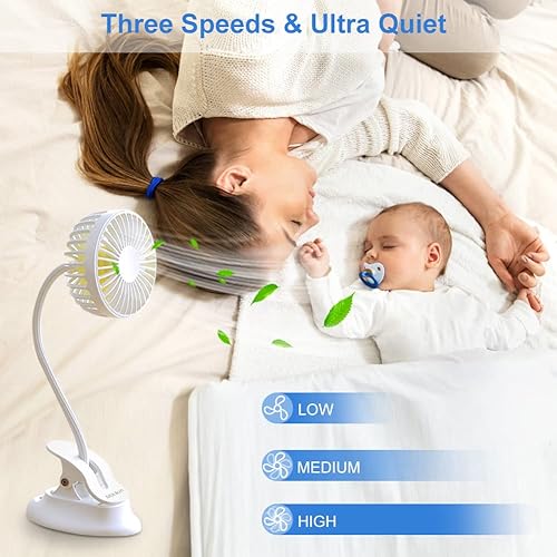 Miniatura 3 de Ventilador pequeño con clip, ventilador portátil con batería USB, ventilador recargable para cochecito de bebé, ventilador de escritorio personal