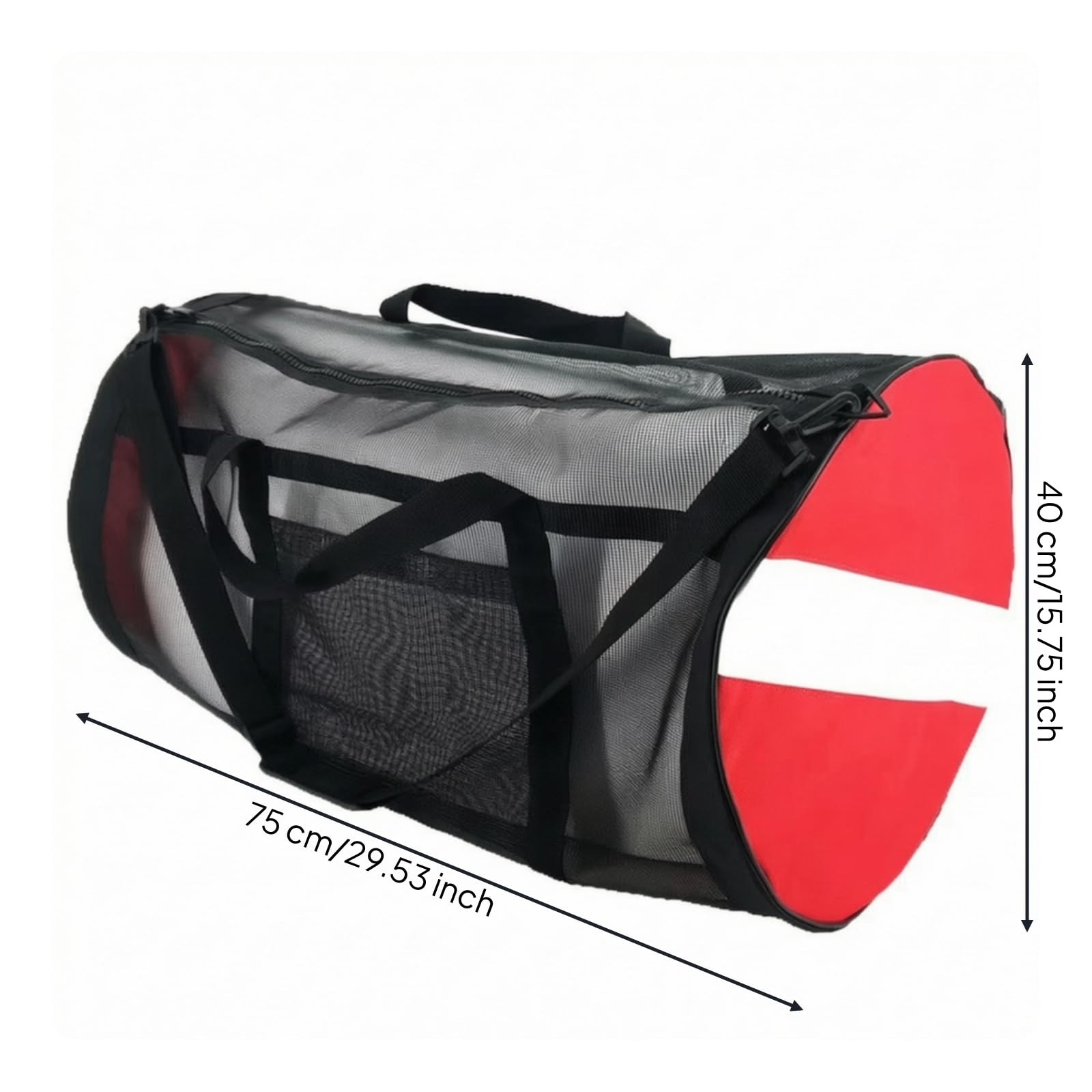 Baoblaze Borsa Sub Mesh Cilindrica Borsa da Immersione Sacca Attrezzatura Zaino Subacqueo con Tracolla Imbottita E Manico Rete Traspirante per Asciugatura