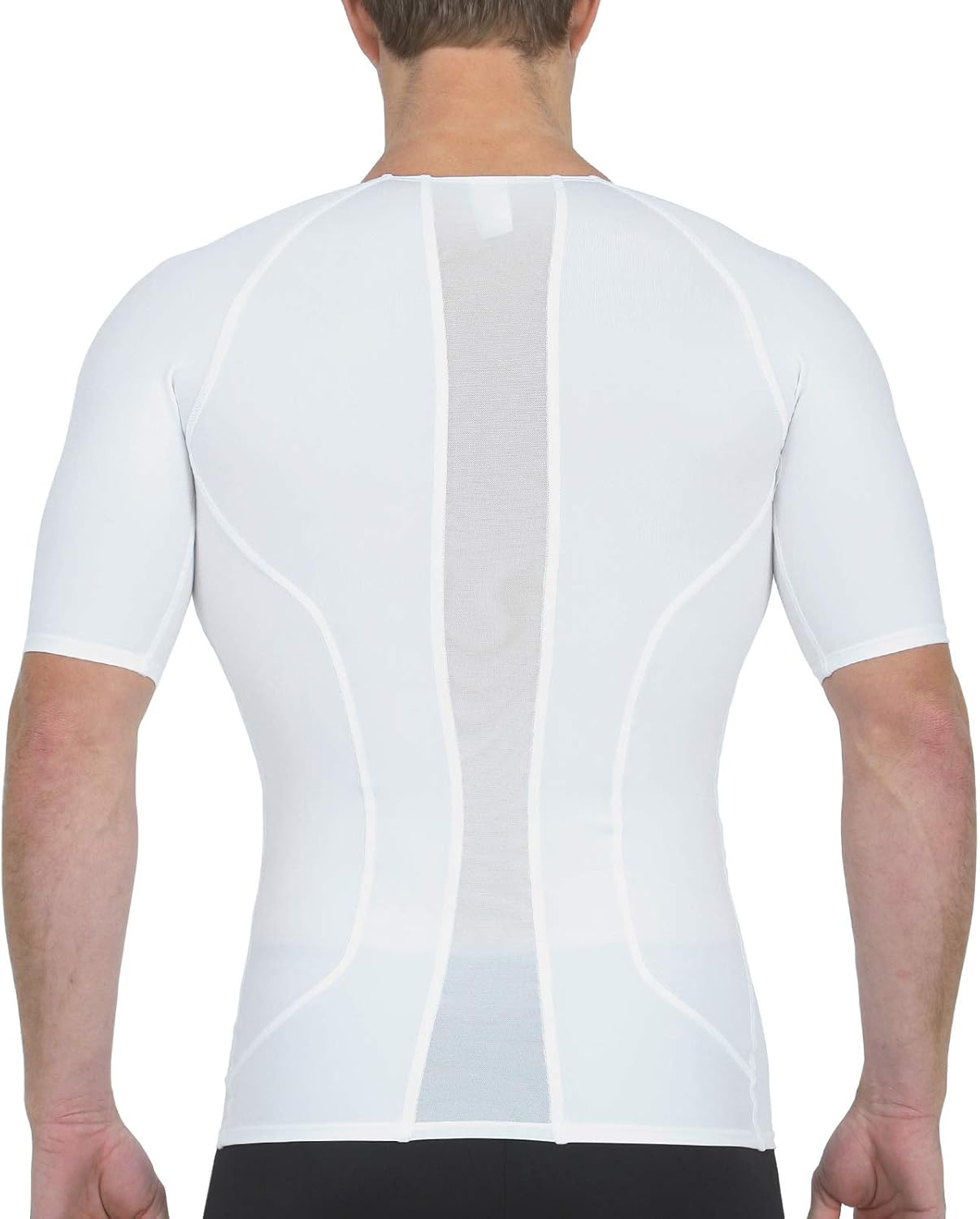 Insta Slim Men's Mesh Targeted Panel Compression V-Neck Shirt - White - XL