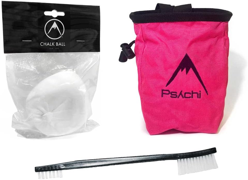 Psychi Bouldering Climbing Starter Pack with Chalk Bag Waist Belt Chalk Ball and Brush (Pink) : Sports & Outdoors
