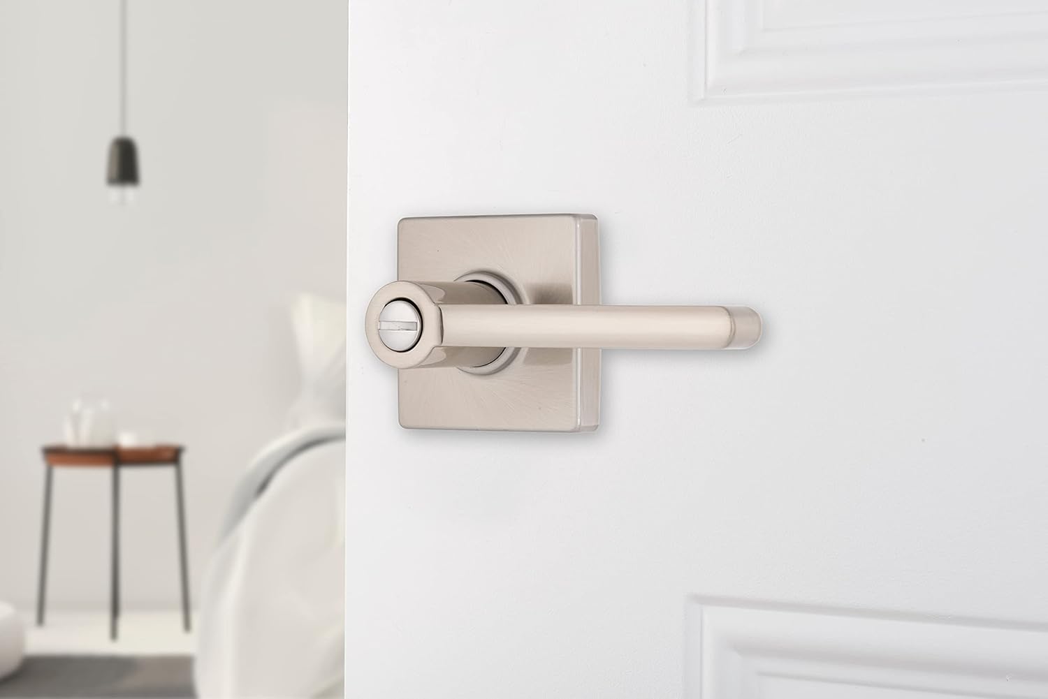 BRINKS – Contemporary Privacy Locking Interior Door Lever, Satin Nickel - Designed for Sleek and Modern Homes and Blends Seamlessly with Interior Décor (E2437-119)
