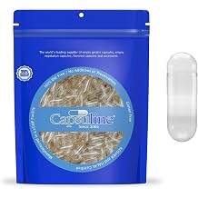 Capsuline Size 0 Gelatin Empty Capsules, 50000 Count, Empty Gel Pill Capsules, DIY Pure Bovine Pill Capsule Filling, Empty Caps, Kosher, Gluten Free and Non-GMO Certified, Clear