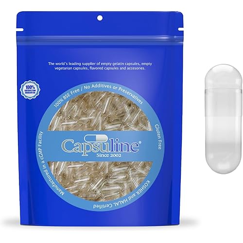Clear Size 00 Empty Gelatin Capsules by Capsuline - 1000 Count - Gelatin Capsules - 1000