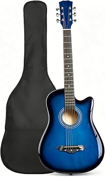 Ktaxon 38 Inch Beginner Acoustic Guitar, 6 String Basswood Classical Guitars Full Kit with Bag, Strap, Picks, Capo for Adults & Players, Dark Blue