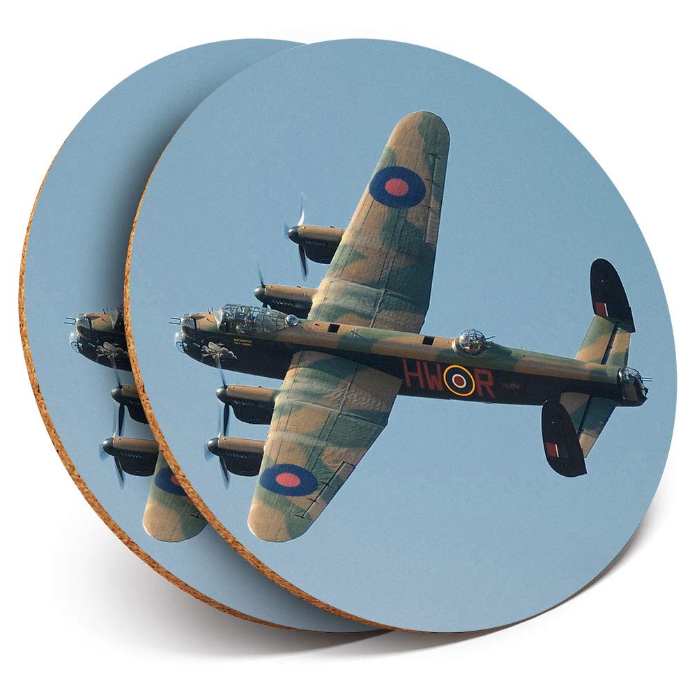 Destination Vinyl Ltd Multicolor 2 X Mdf Glossy Top Coasters Round - Avro Lancaster Bomber Vintage Plane 13086