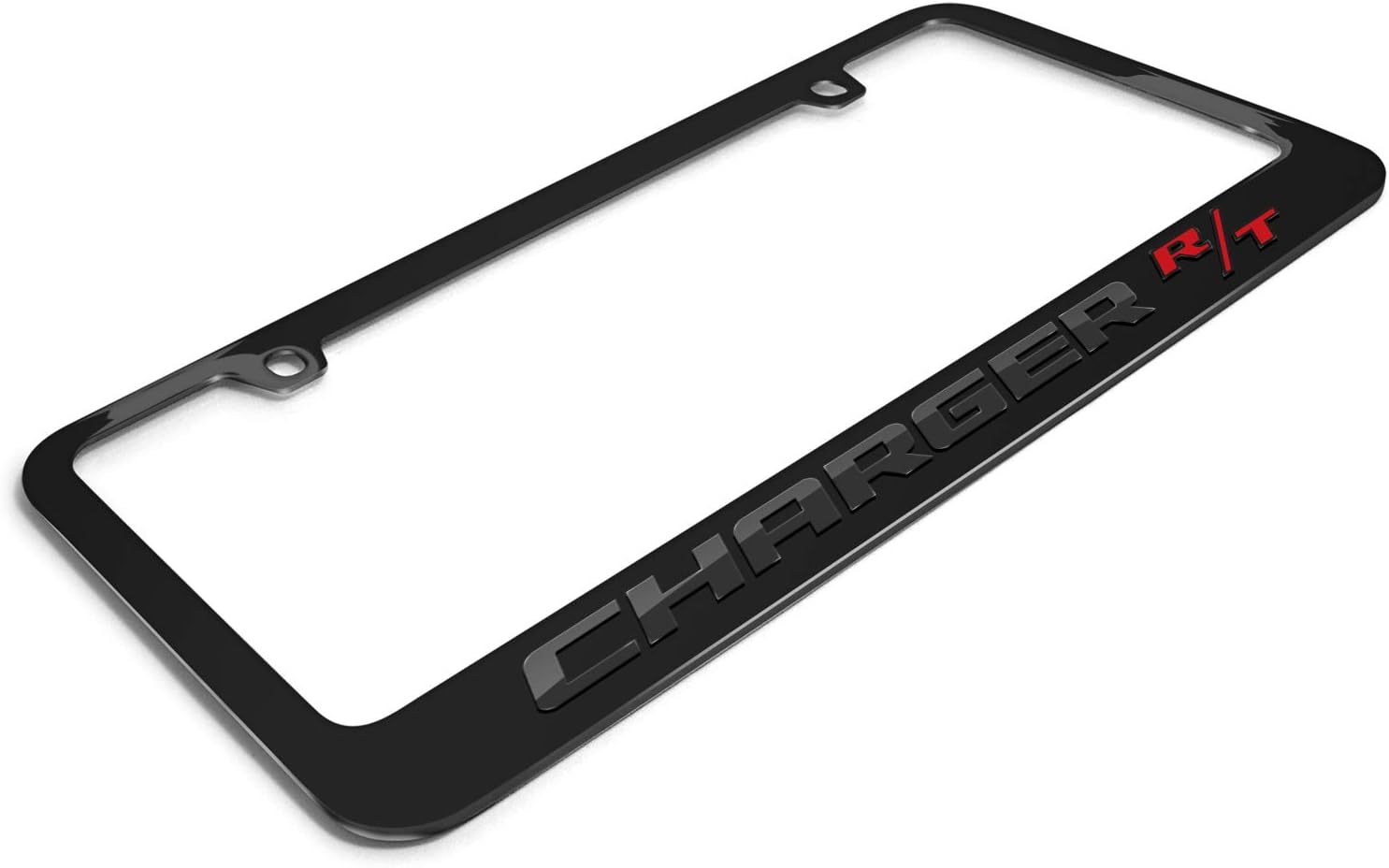 iPick Image Made for Dodge Charger R/T in 3D Dark Gray Letters on Black Metal License Plate Frame