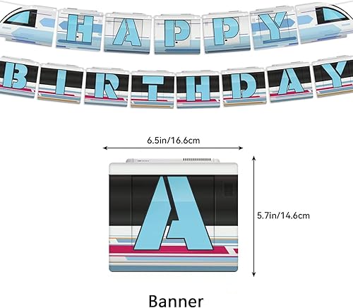 Miniatura 3 de Decoraciones de fiesta de tren de alta velocidad, suministros para fiesta de cumpleaños de tren bala, incluye pancarta de feliz cumpleaños de tren