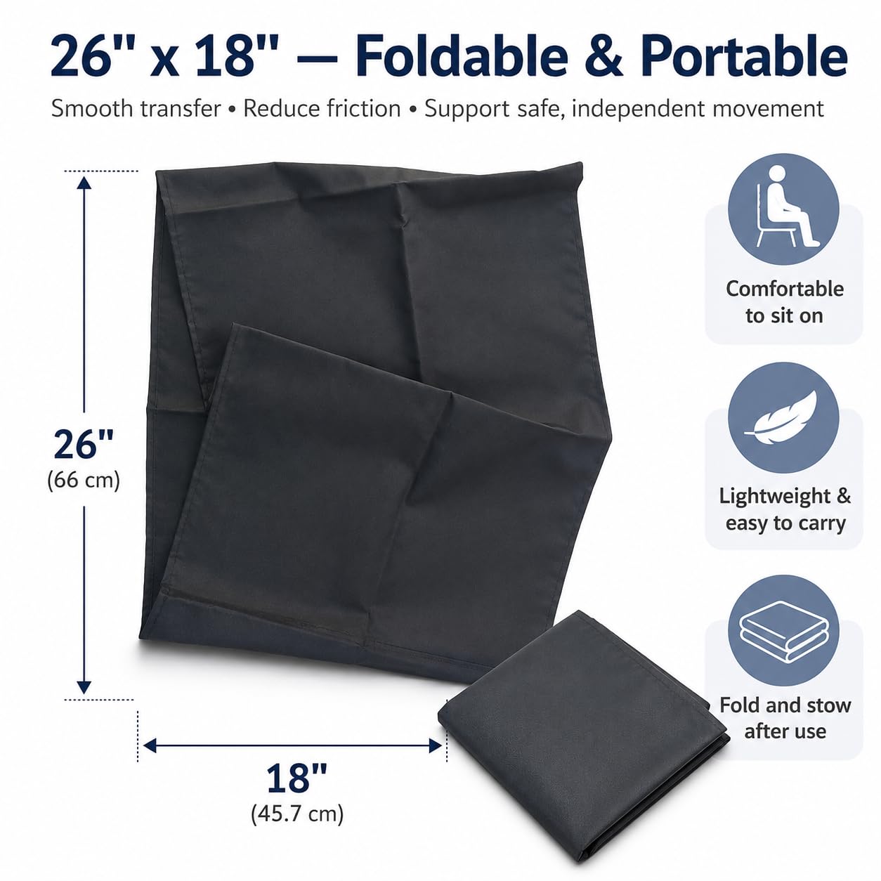 Tabla de transferencia tubular para vehículos, sillas de ruedas y traslados de cama, para pacientes discapacitados, ancianos, giros, reposicionamiento, deslizamiento (24 x 16 pulgadas)