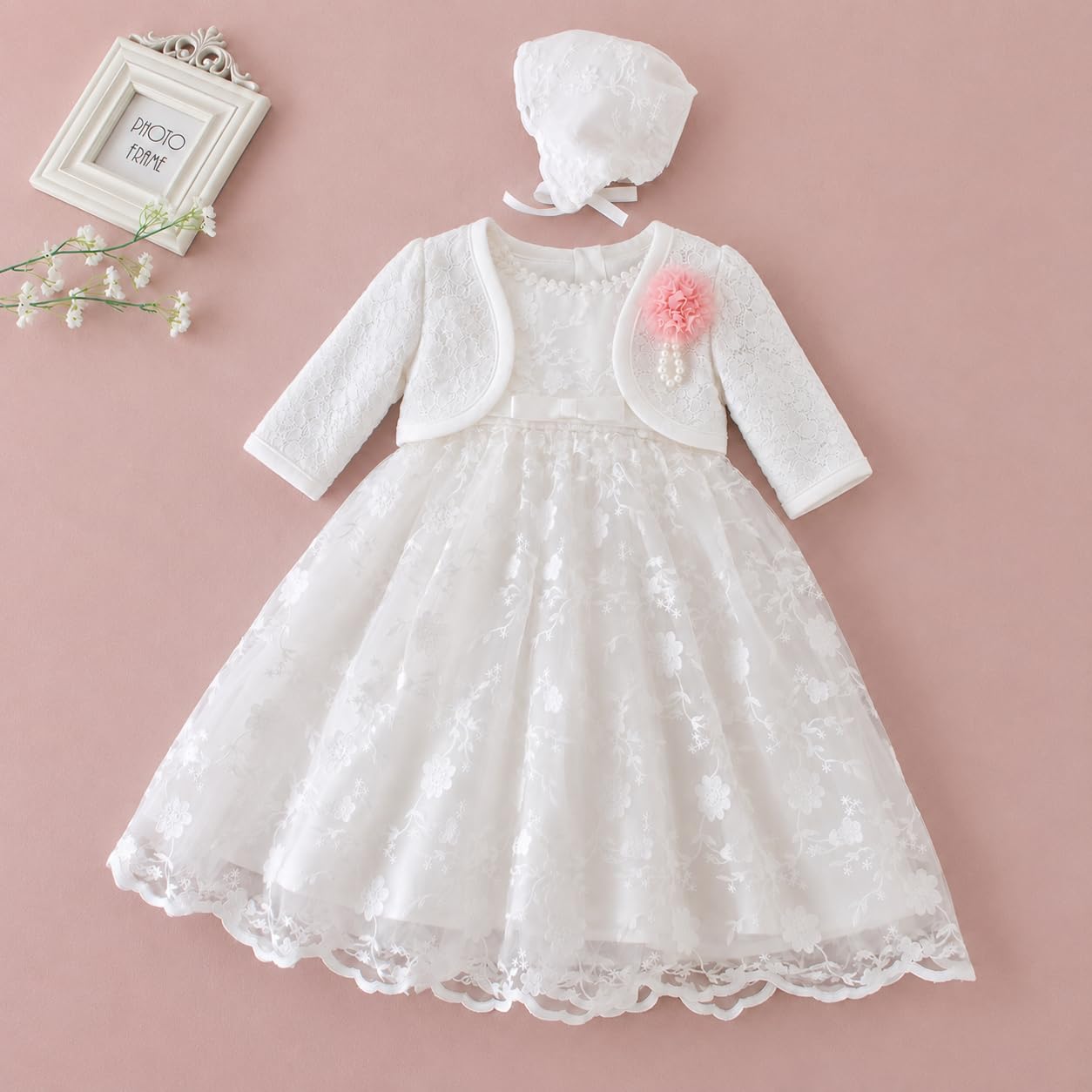 Taufkleid Mädchen lang für Taufe, Hochzeit & besondere Anlässe
