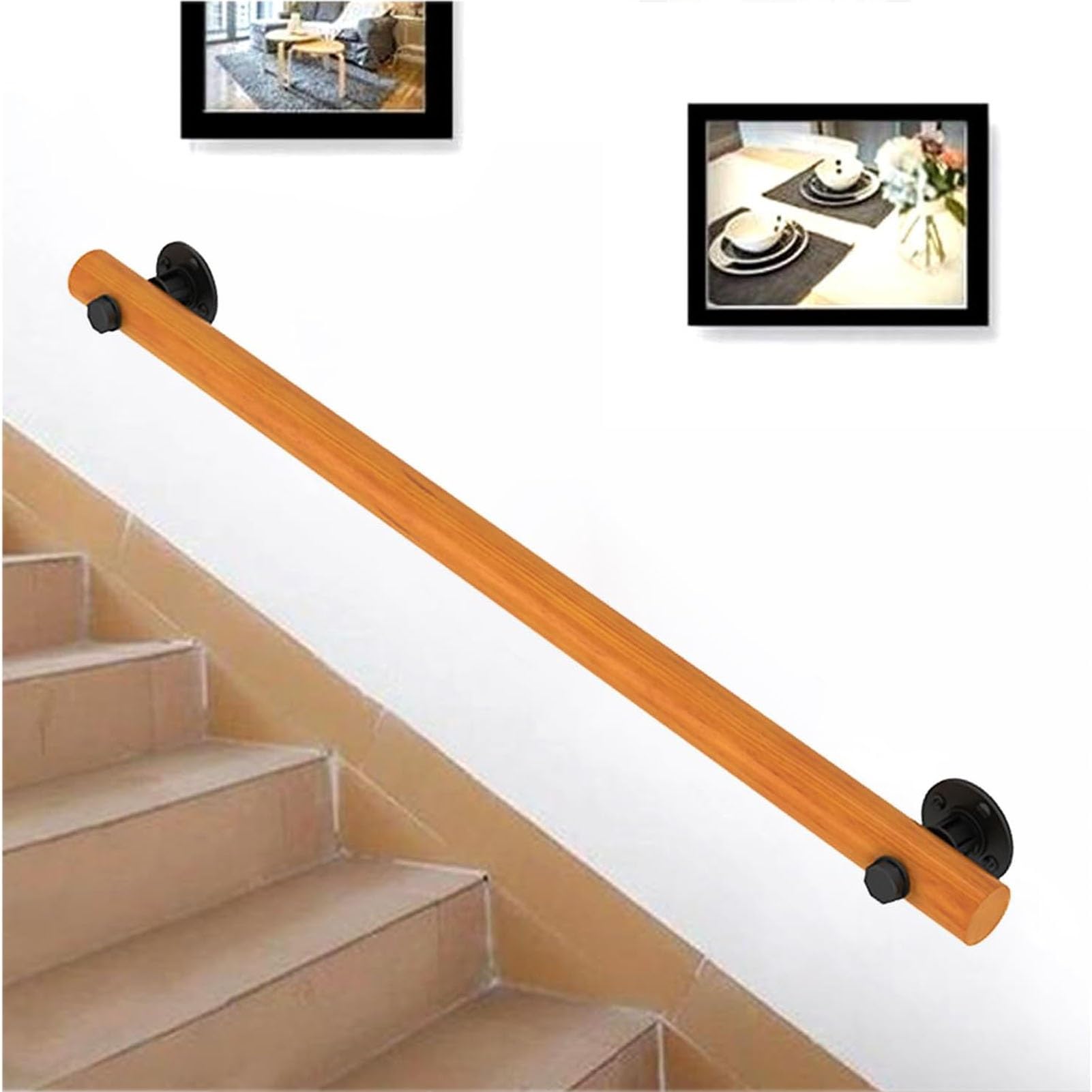 GLDYTVF Handrails for Stairs, Non-Slip Railing Handrail, Stair Hand Rails with Fittings, 1-20ft Staircase Balustrade, for Home Garden Corridor Lofts Kindergarten Guardrail, Decking Railing
