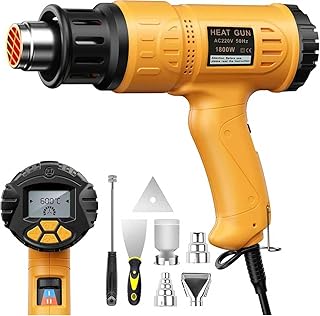 STEUGO Professional Heat Gun 1800W 50℃- 600℃ with Large Digital LCD Display Industrial Hot Air Gun Kit Variable Temperature Control