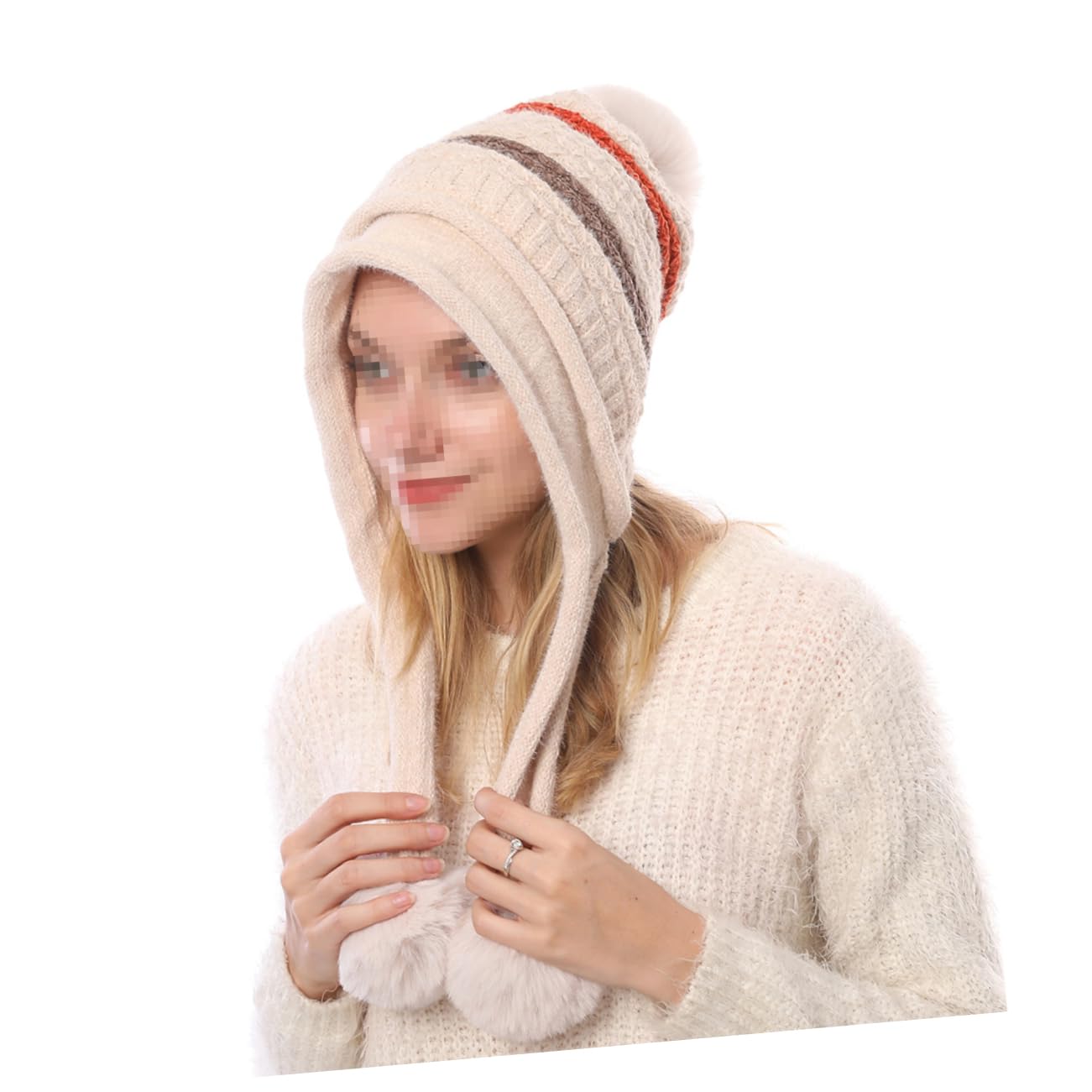 CALLARON 3piezas Gorro De Esquí De Lana Para Mujer Pompones Caliente y Ligero Para Actividades Al Aire Climas Fríos Color Beige
