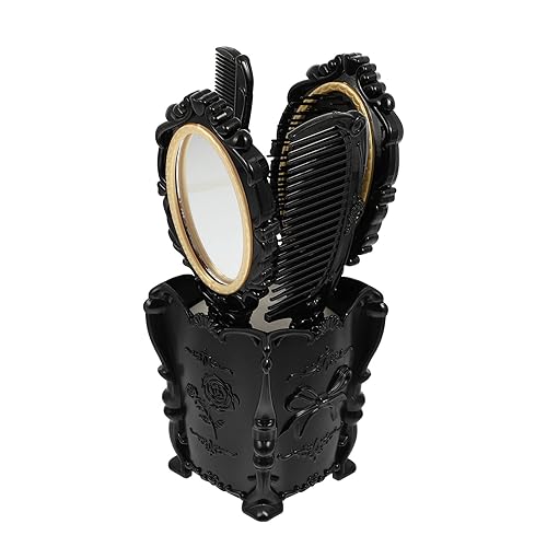 Lurrose 5Pcs Vintage Hand Mirror Comb Set Antique Embossed Cosmetic