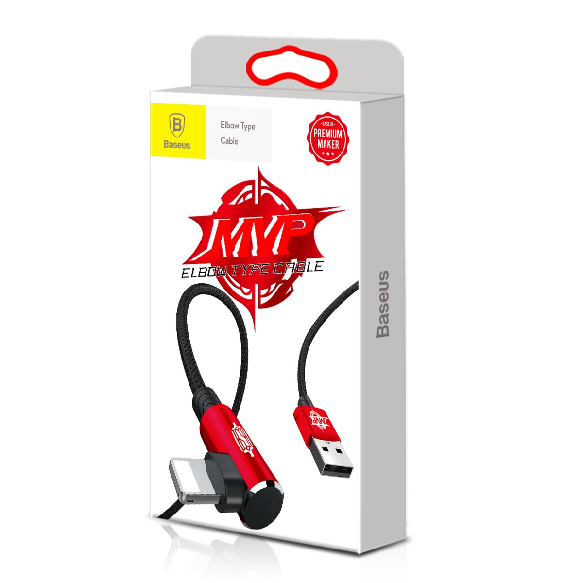 BaseusMVP Elbow Type Cable USB For Lightning 2A 1M Red