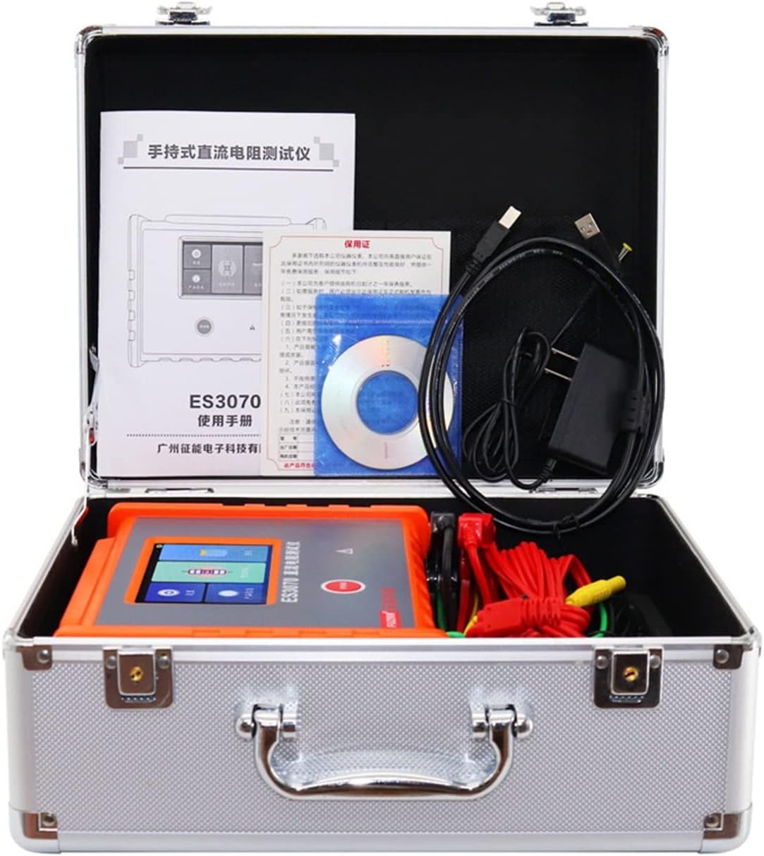 Insulation Resistance Tester, Handheld DC Resistance Tester DC Resistance Fast Tester High-precision Resistance Test Meter (10A) ES3070