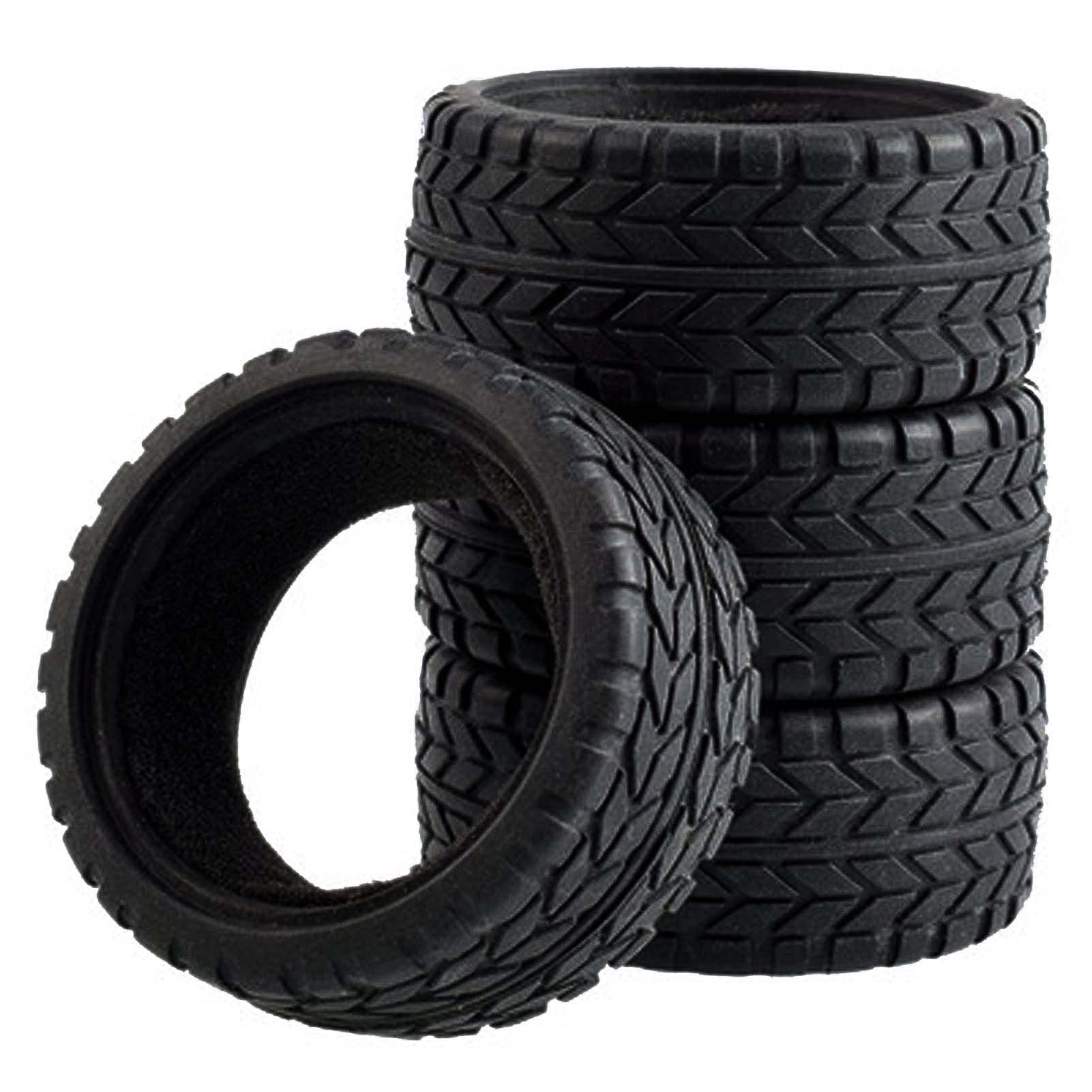 KEEDA Pack of 4 Rubber Tyres with Foam Inserts Tyres for 1/10 HSP Tamiya HPI Kyosho RC On Road Runflating Touring Car (J, 62 mm)