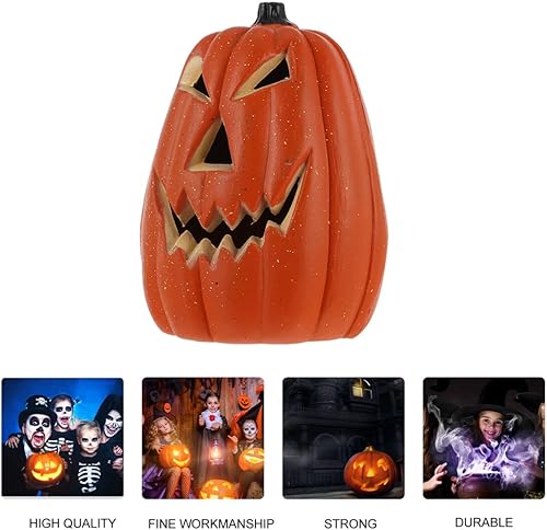 Miniatura 5 de Uonlytech Lámpara de calabaza para decoración de Halloween, lámpara de calabaza con luces LED de plástico, bandeja escalonada, funciona con pilas,