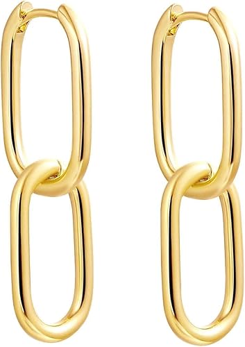 Aretes de aro chapados en oro de 14 quilates, chapados en oro de 14 quilates, aretes colgantes de oro grueso, ligeros, hipoalergénicos, joyería para